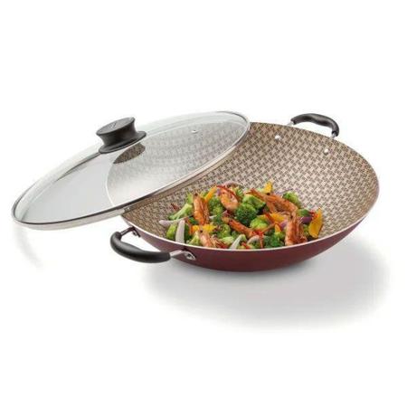 Imagem de Wok Tramontina 36cm Paris 6,0L Antiaderente Starflon Max com Tampa de Vidro