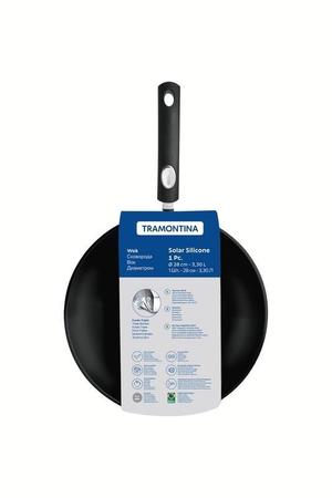 Imagem de Wok tramontina astro silicone em aço inox com fundo triplo revestimento interno antiaderente 28 cm 3,3 l