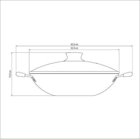 Imagem de Wok tramontina paris em alumínio com revestimento interno e externo em antiaderente starflon max vermelho com tampa de vidro 32 cm 4,4 l