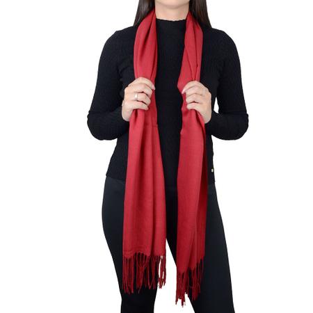 Imagem de Xale Feminino Pashimina 170x65 cm Liso Vermelho Queimado - 097432