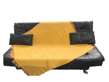Imagem de Xale Manta Decorativa Amarelo Para Sofá Com Franja 1,20x1,80 Tuut