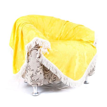 Imagem de Xale manta para Sofá Amarelo Liso 1,50m x 1,50m + 3 Almofadas Decorativas 45cm x 45cm com refil