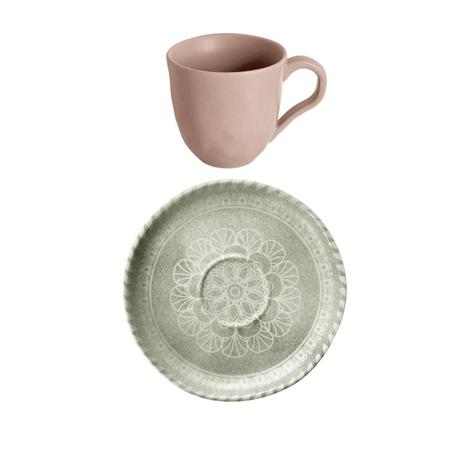 Imagem de Xícara de Café e Pires Cerâmica Stoneware Bio Boho 110ml - 1 Unid.