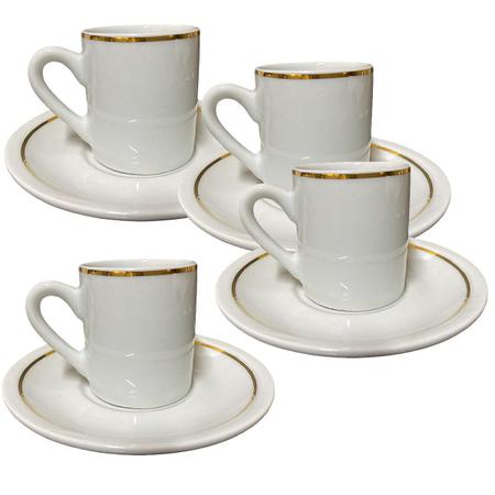 Jogo de café da manhã de porcelana luxo com filete de ouro