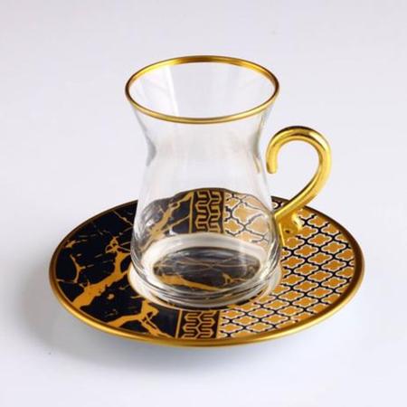 Xicaras De Chá Turca 12 Peças Nida Gold– Luxury Glass Set