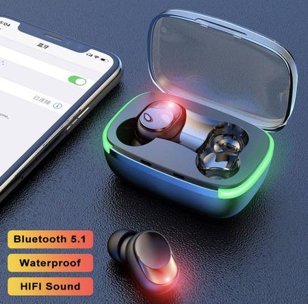 Fone De Ouvido Bluetooth Led Headphone Sem Fio Tws Stereo Cor Azul