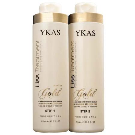 Imagem de Ykas Escova Progressiva Kit Ouro Gold 2x1L + Botox Gold 1 Kg