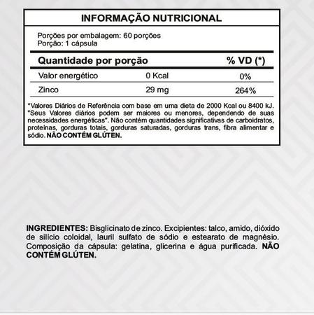 Zinco 29mg 60 cápsulas Lot Nutrition Imagem de Zinco 29mg 60 cápsulas Lot Nutrition