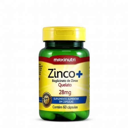 Zinco + Bisglicinato de Zinco Quelato 28mg (60 caps) - Padrão: Único - MaxiNutri Imagem de Zinco + Bisglicinato de Zinco Quelato 28mg (60 caps) - Padrão: Único