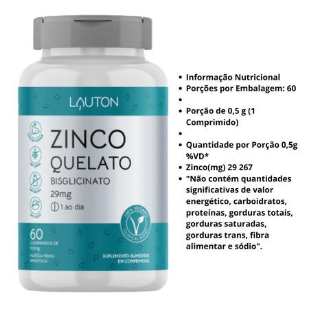 Zinco Quelato 29mg - 60 caps - LAUTON Imagem de Zinco Quelato 29mg - 60 caps - LAUTON