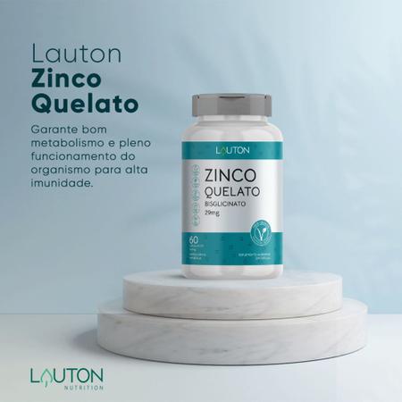 Zinco Quelato Bisglicinato 29mg Vegano Premium Lauton - Kit 2 Imagem de Zinco Quelato Bisglicinato 29mg Vegano Premium Lauton - Kit 2
