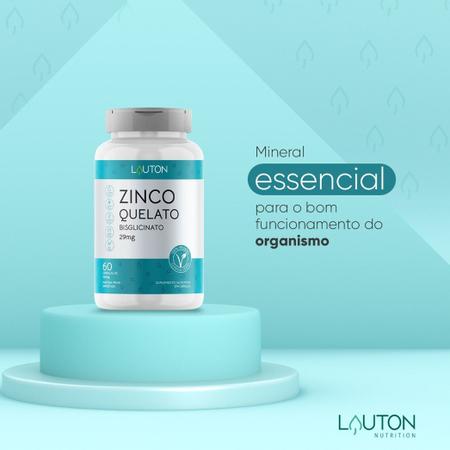 Zinco Quelato Bisglicinato 29mg Vegano Premium Lauton - Kit 2 Imagem de Zinco Quelato Bisglicinato 29mg Vegano Premium Lauton - Kit 2