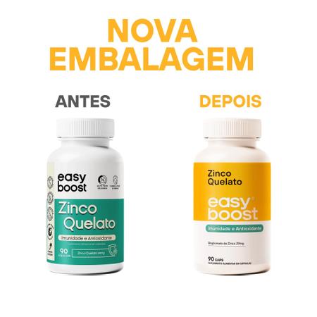Zinco Quelato Easy Boost Bisglicinato 29mg 180 Caps Kit 2x Imagem de Zinco Quelato Easy Boost Bisglicinato 29mg 180 Caps Kit 2x