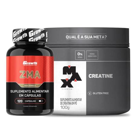 Imagem de Zma 120 Caps Growth + Creatina 100g Max Titanium