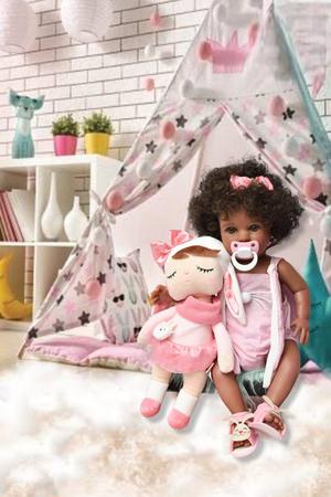 Bebê Reborn Zuri Negra Menina Coelha Princesa Brinquedos Fada