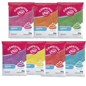 07 Açúcar Colorido Para Algodão Doce Bolo Kit Várias Cores - Mix ...
