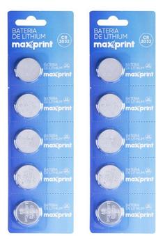 10 Baterias Pilhas Botão Maxprint Cr2032 2 Cartelas C/5 Uni - Pilhas ...