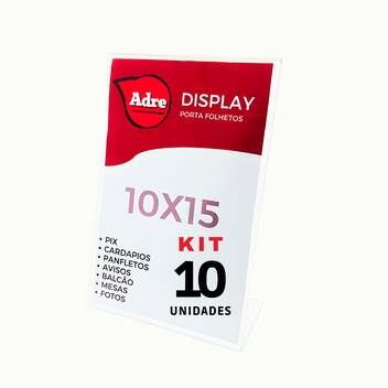 Display Informativo 10 Display A6 L Expositor 10x15 Acrílico (PS) Pix QRcode Aviso Mesa ...