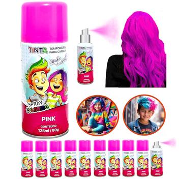 10 Tintas de Cabelo Temporária Rosa Spray lavável Festa Infantil ...