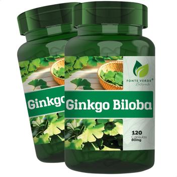 2 Potes Ginkgo Biloba Natural 100% Puro Kit 240 Cáps - Fonte Verde ...
