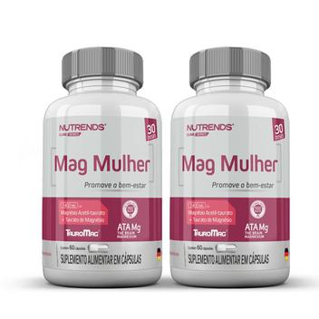 2x Mag Mulher Taurato De Magnésio Nutrends 60 Cápsulas - Cloreto de ...