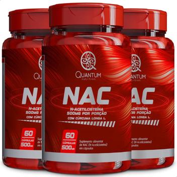 3 Potes NAC Pura Concentrada Kit 180 Cápsulas - Quantum - Quantum ...