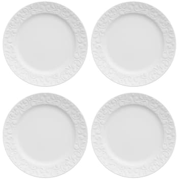 4 Pratos de Sobremesa Porcelana Relevo Tassel Germer 20,5cm Redondo ...