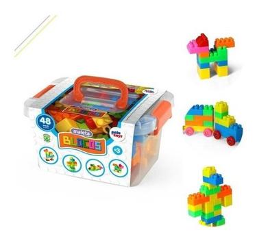 Brinquedo Maleta Blocos De Montar 48 Peças Paki Toys em Promoção