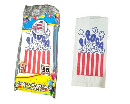 50 Saquinhos De Pipoca 8X17Cm Saco De Papel Salgada E Doce - Elite ...