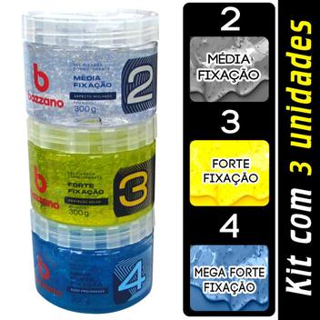 7891350034851 - kit 3 gel fixador para cabelo bozzano - incolor médio -  amarelo forte - azul mega forte - 300g - Gel de Cabelo - Magazine Luiza