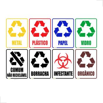 8 Adesivos Para Coleta Seletiva 15x20cm - Placa forte - Placa de ...