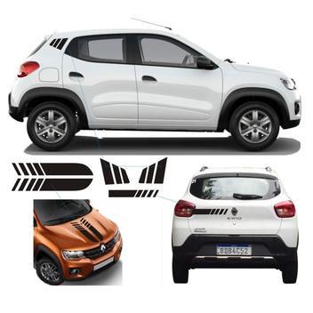 Kwid Stickers Adesivo Para Renault Kwid Faixas Kp1 Capô Traseira Coluna - Srt Wolf 1 ...
