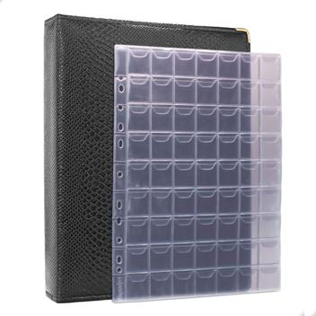 Álbum Fichário 10 folhas para 630 Moedas 32x24 Ziper Cobra GG