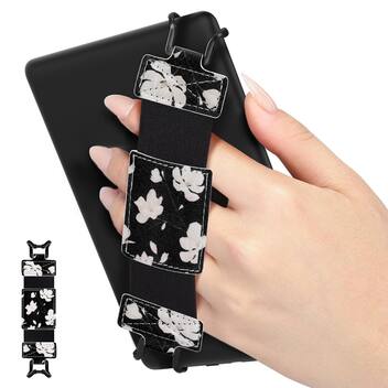 Lot De 4 Dragonnes Pour Liseuse/Tablette 4-7" - Sangle Élastique Anti-Chute, Fixation Par Clips Silicone - Noir - Compatible Kindle, Kobo, Fire, Etc. - 10