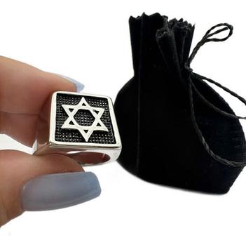 Anel Estrela De Davi De Aço Inox Hexagrama Masculino - Nevatto ...