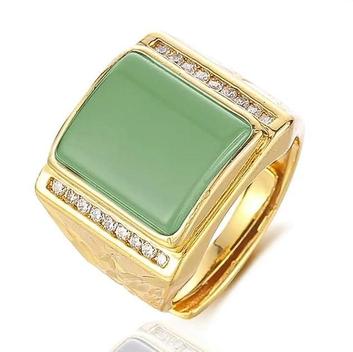 Anel Pedra Verde Cravejado Ajustável - Banhado A Ouro 18K - Tojoia18K ...