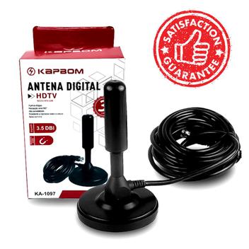 3 Antenas Hd Digital Portátil Interna E Externa Cabo Longo - NAVY+