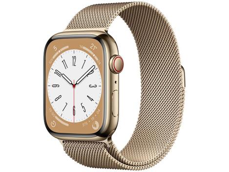 Apple Watch Series 8 45mm GPS + Cellular Caixa Dourada Aço