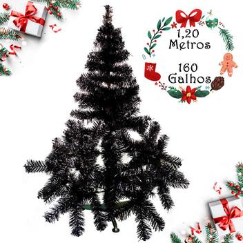 Arvore de Natal Preta 1,20m Halloween Dark 160 Galhos Linda - Klizz ...