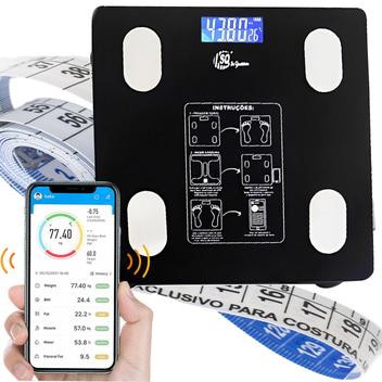 Balança Corporal Inteligente Bluetooth com App Mede Peso, IMC, Gordura ...