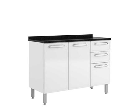 Balcão Bertolini Aço Mais Evidence Triplo 2 Gavetas Branco