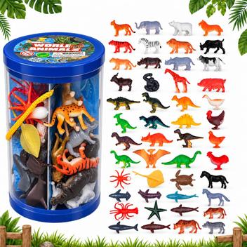 Balde 48 Animais Bichos da Fazenda Aquáticos Dinossauros e do