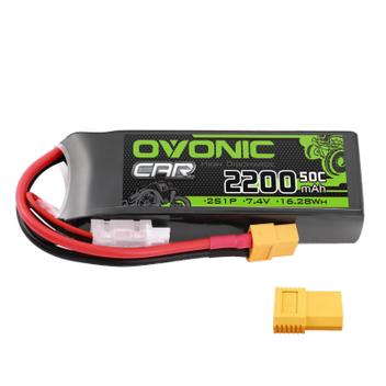 OVONIC Lot de 2 batteries Lipo 2S 7,4 V 2200 mAh 50 C avec connecteur XT60 compatible avec RC 1/16 ou 1/14 RC avion, voiture, bateau, quadricoptère (en plus un connecteur TRX OVONIC Lot de 2 batteries Lipo 2S 7,4 V 2200 mAh 50 C avec connecteur XT60 compatible avec RC 1/16 ou 1/14 RC avion, voiture, bateau, quadricoptère (en plus un connecteur TRX