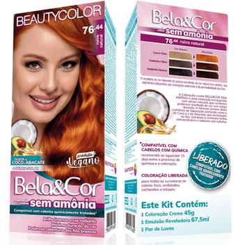 Beautycolor COLORAÇÃO KIT SEM AMONIA 76.44 RUIVO NATURAL - Tinta de ...