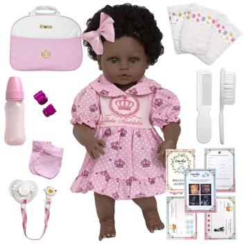 Bebe Reborn Menina Negra Panda Cabelo Cacheado Pode Banho - Cegonha Reborn  Dolls - Boneca em Tratamento de Câncer - Magazine Luiza