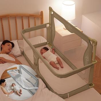 Berço de Bebê Portátil 3 em 1 com Cama de Cabeceira XYLDGPTL