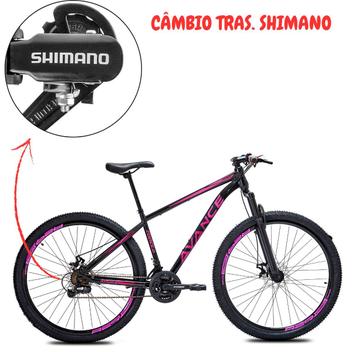 Bicicleta Avance Bike Force Disc M Aro 29 Susp. Dianteira 24 Marchas - Azul/rosa