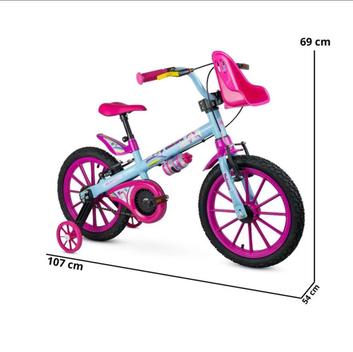 Bicicleta Nathor Unicórnio Vb Aro 16 Rígida 1 Marcha - Azul/rosa