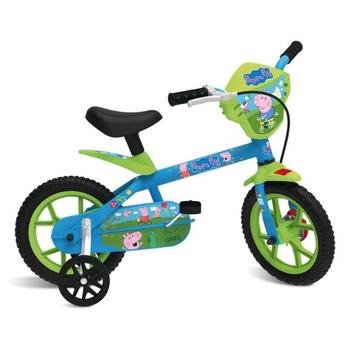 Bicicleta Bandeirante Peppa Pig George Aro 12 Rígida 1 Marcha - Azul/verde