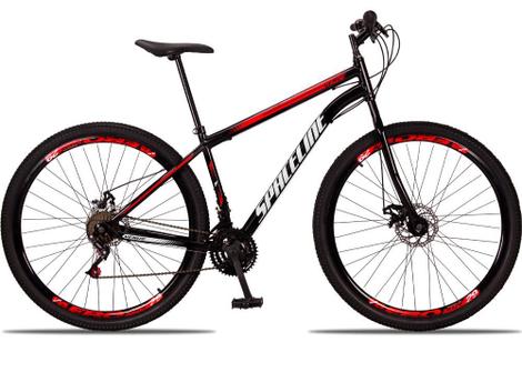 Bicicleta Spaceline Vênus Disc M Aro 29 Susp. Dianteira 21 Marchas - Preto/vermelho